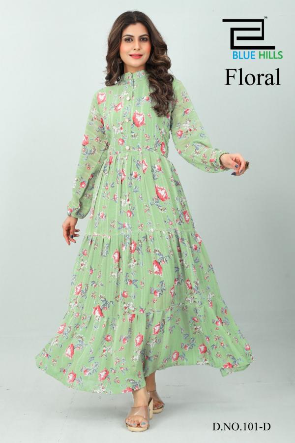 Blue Hills Floral Classy Designer Long Kurti Collection